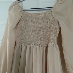 Long sleeve tan maxi dress